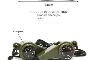 ABS Emergency Survival Whistle with Thermometer and Compass, 3 in 1, High Decibel, Portable, Outdoor