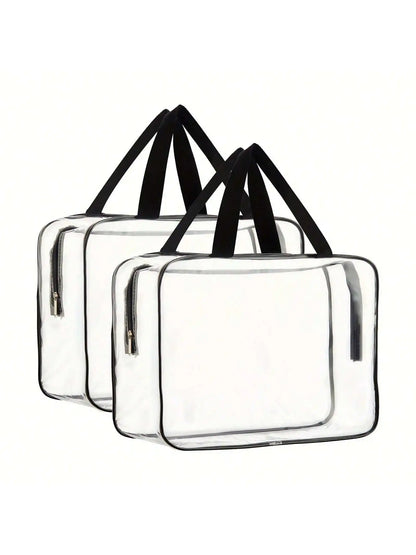 Large Clear Makeup Cosmetic Wash Organizer Bag, Clear Plastic Tote Bag, Waterproof Transparent Clear Handbag Purse