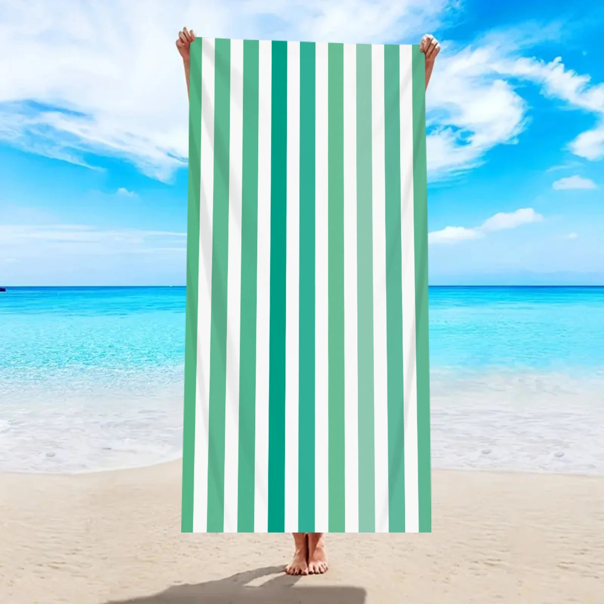 Fashionable Colorful Striped Beach Towel, Quick Drying Absorbent