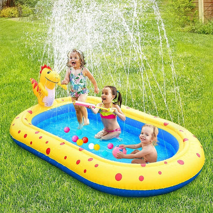 1.7m Inflatable Swimming Pool, Dinosaur Shape, PVC  Material, Outdoor Bath Lawn, Water Toy Inflatable Fountain