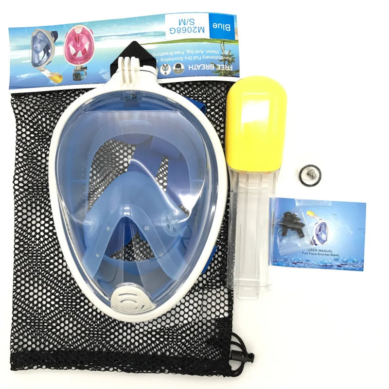 Full Face Diving Mask, Snorkeling Anti Fog, Swimming and Scuba Diving Respirator Mask Safe Breath for Kids & Adults