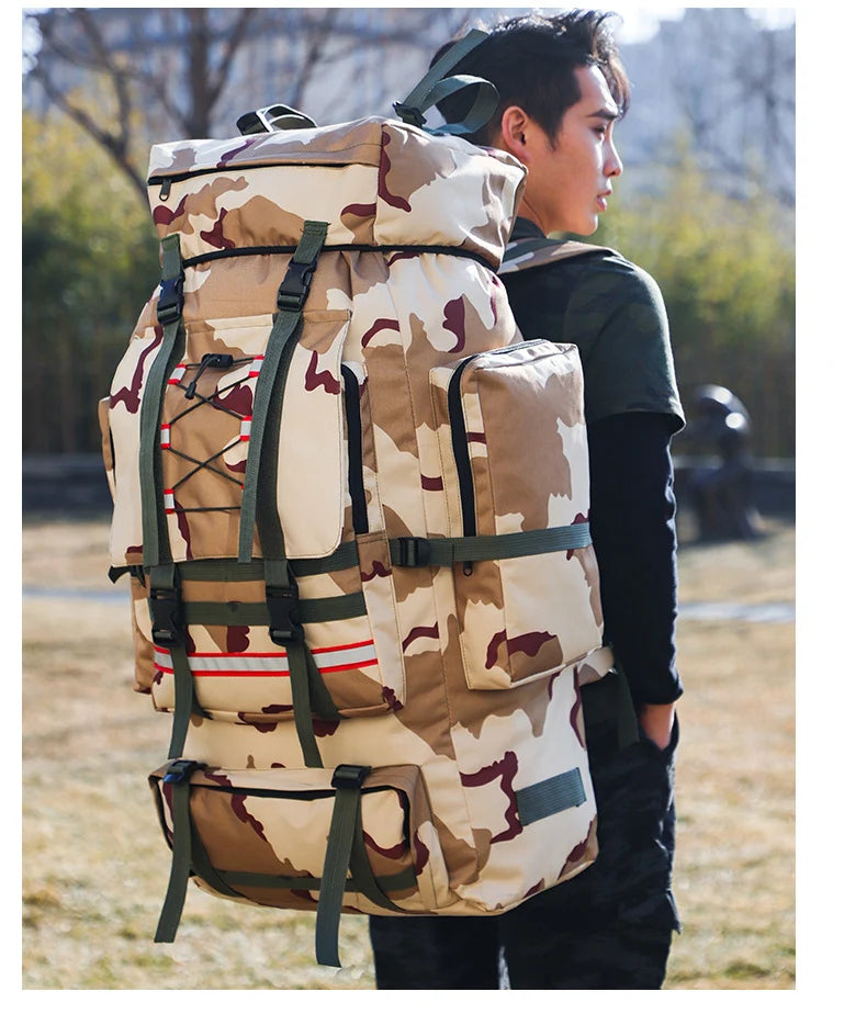 130L Hiking Camping Backpack Travel Large Luggage Bag Men Trekking Outdoor Sports Pack Molle Trekking Rucksack For Men Big Bag
