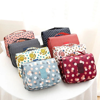 Polyester Hook Cosmetic Bag Women Makeup Bag High Capacity Toiletry Storage Pouch Travel Make Up Organizer Waterproof Beauty Bag
