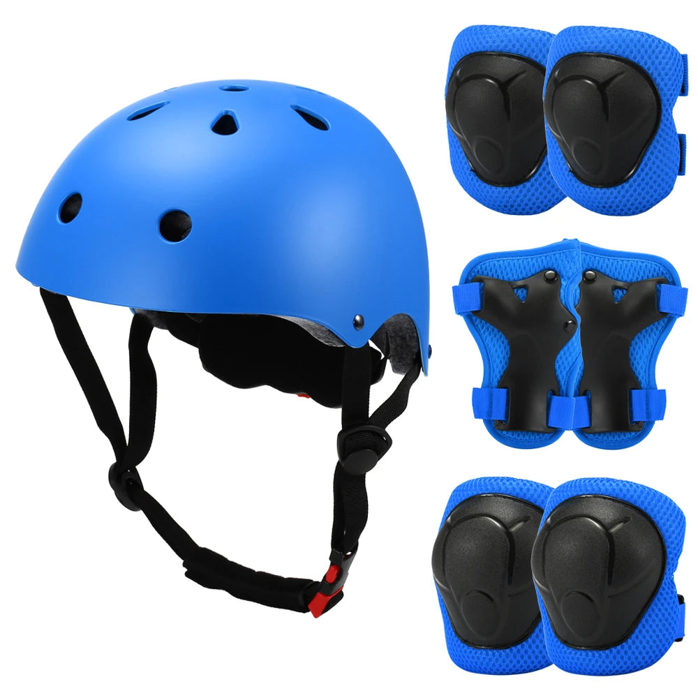 Kids 7 in 1, Helmet and Pads Set, Adjustable, Knee Pads Elbow Pads Wrist Guards for Scooter, Skateboard, Roller Skating, Cycling