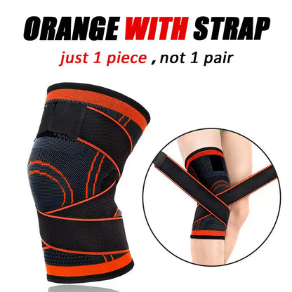 Knee Compression Sleeve with Adjustable Straps for Running / Working Out / Hiking / Sports