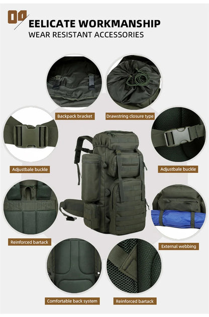 Large Climbing Backpack Camping Mountaineering Bag Men Travel Hiking Multifunction Tactical Shoulder Molle Luggage Backpacks