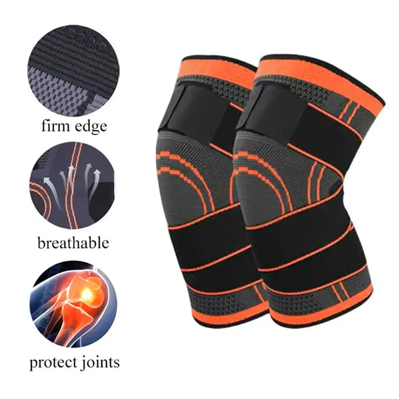 Knee Compression Sleeve with Adjustable Straps for Running / Working Out / Hiking / Sports