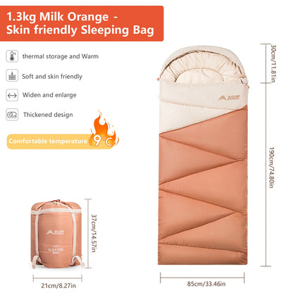 BISINNA Camping Sleeping Bag Ultralight 4 Season Warm Envelope Backpacking Cotton Sleeping Bag for Outdoor Traveling Hiking
