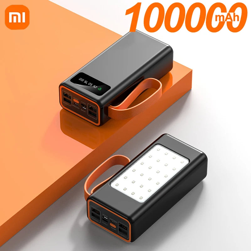 Xiaomi 100000mAh Solar Panel Power Bank Fast charging Comes with Four Wire External Battery Pack with Flashlight For Outdoors ﻿