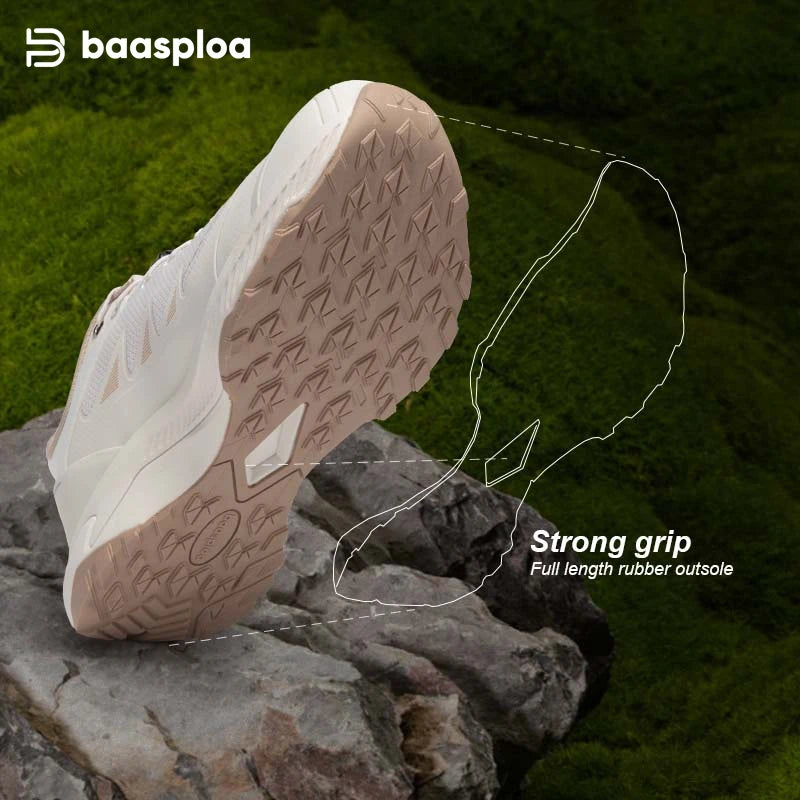 Baasploa Women Hiking Shoes Fashion Comfort Rubber Sole Non-Slip Wear-Resistant Sport Shoes Female Breathable Outdoor Sneakers