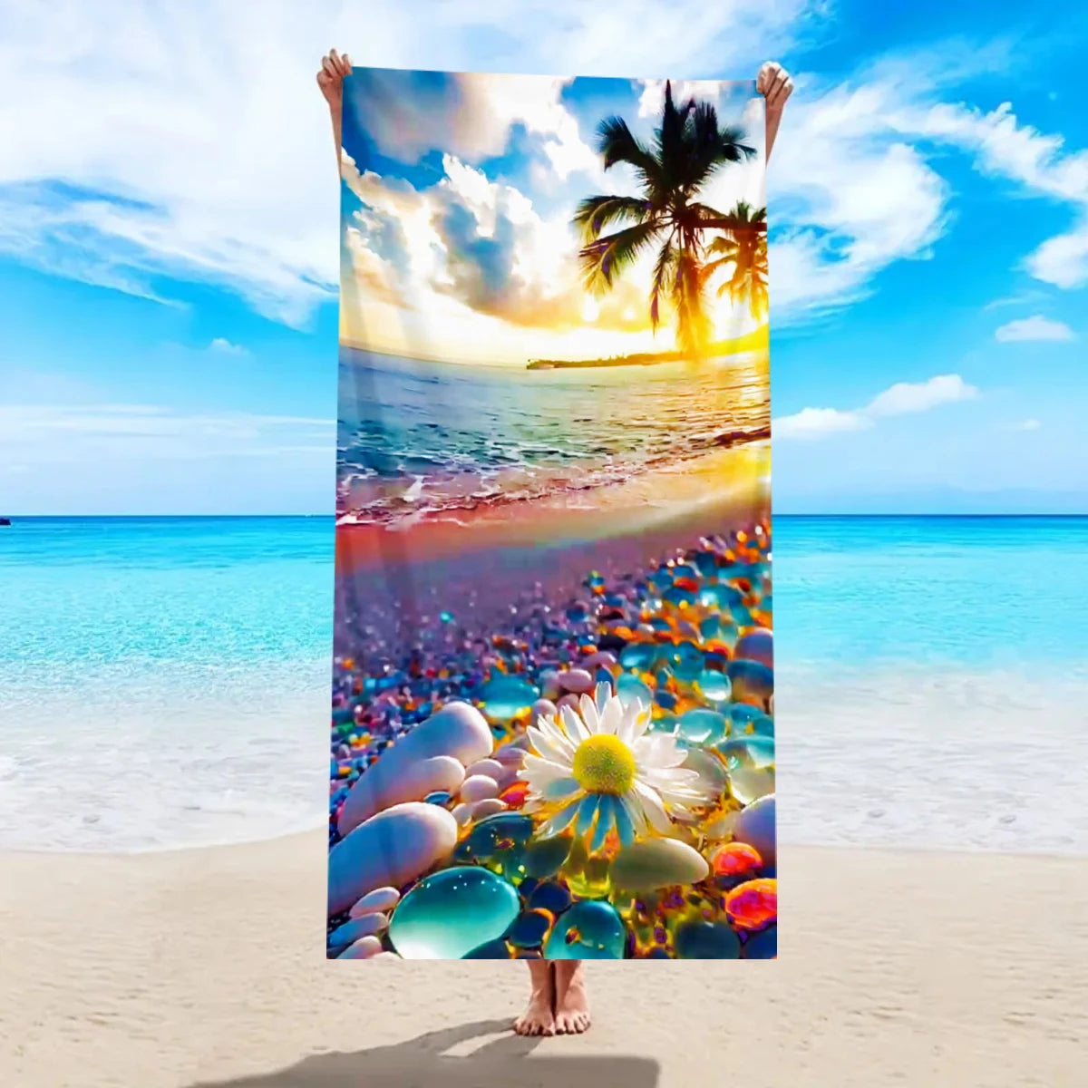 Beach Tropical Printed Design Towel, Quick Drying Absorbent