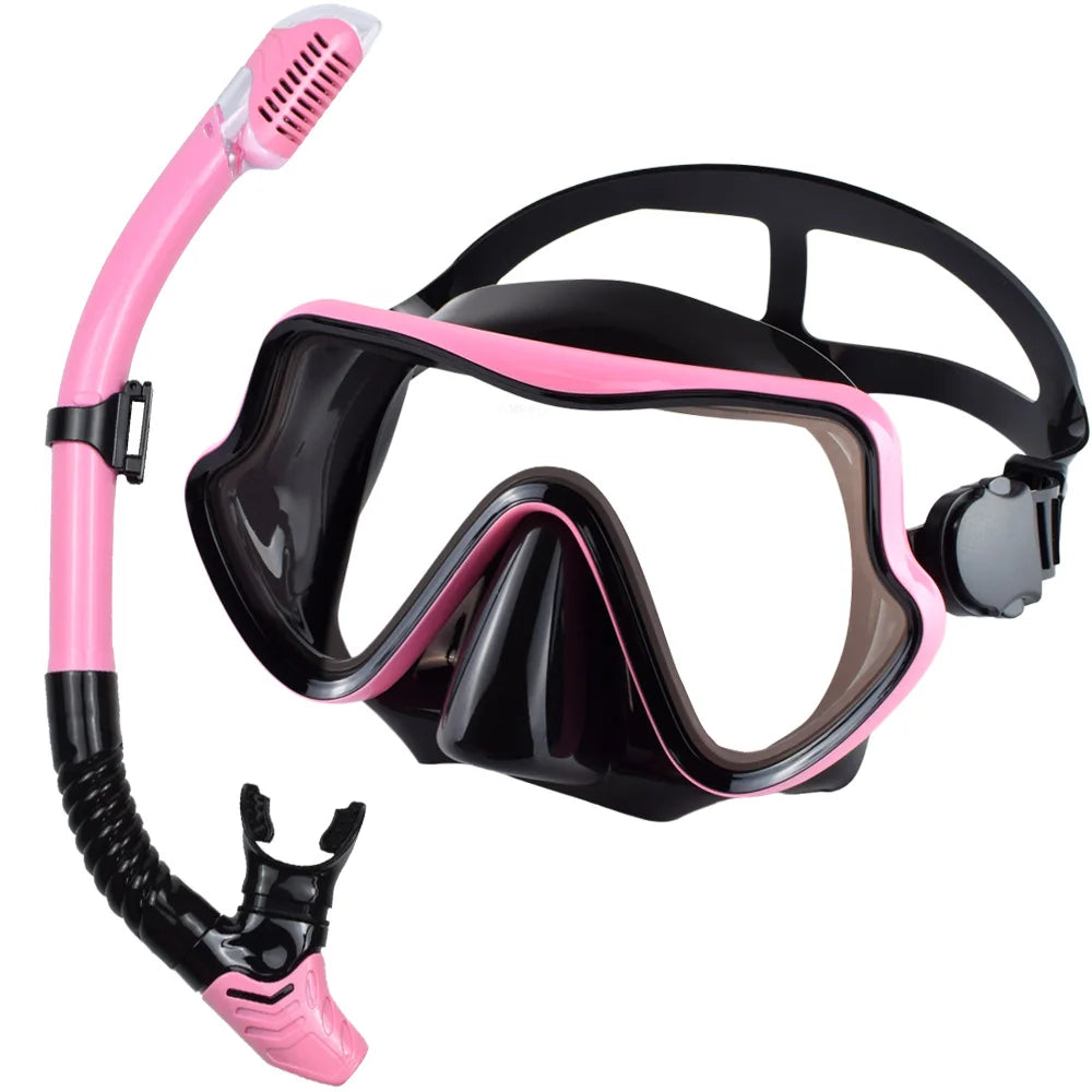 Scuba Diving Mask, Snorkel Set For Adults, Tempered Glass Professional Panoramic Snorkeling Gear, Swimming & Snorkeling Training Set