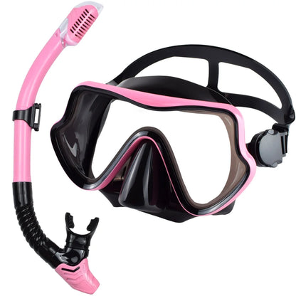 Scuba Diving Mask, Snorkel Set For Adults, Tempered Glass Professional Panoramic Snorkeling Gear, Swimming & Snorkeling Training Set