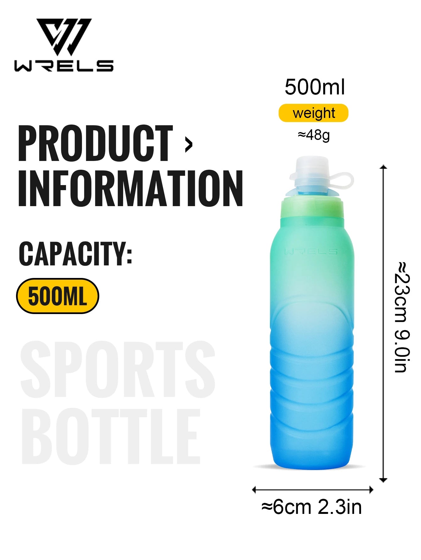 Sport Bottle, BPA Free PP5 Ultralight Leak-Proof Silicone Bottle for Fitness & Running