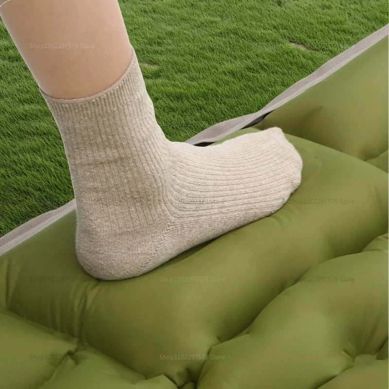 Outdoor camping mattress with built-in pump Ultralight thickened sleeping pad inflatable pillow for hiking picnic trips