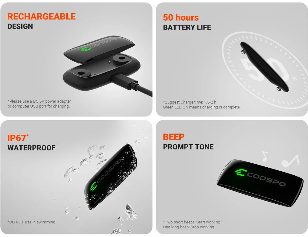 Rechargeable Heart Rate Monitor, Sports & Fitness Heart Rate Sensor