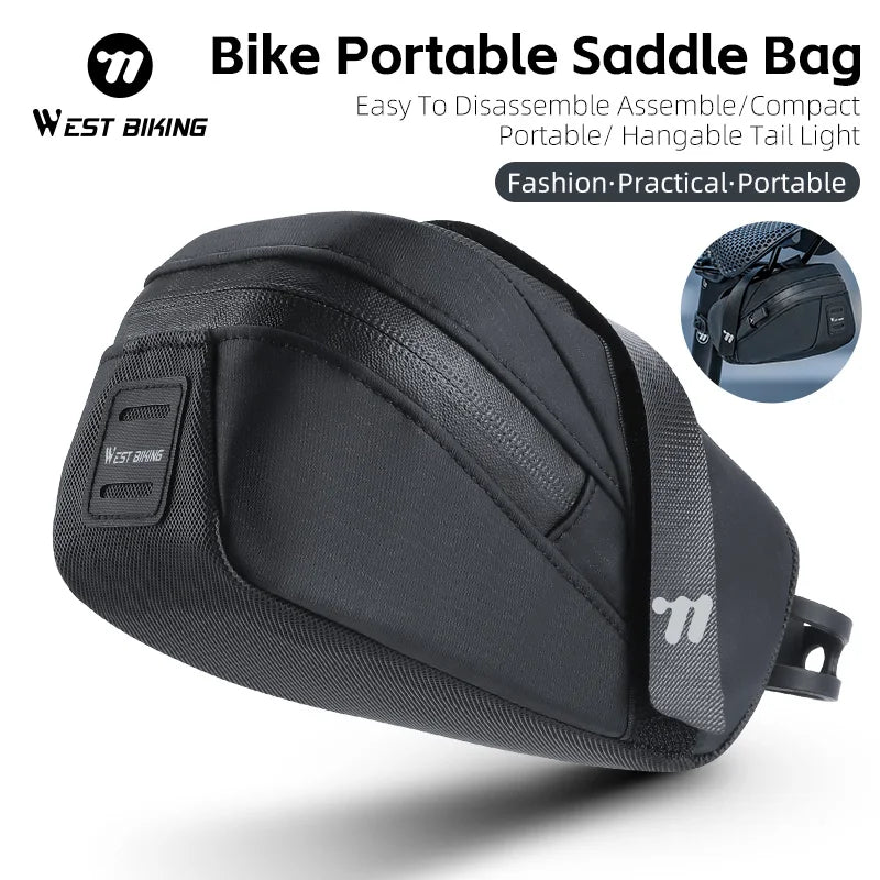 Bicycle Saddle Bag Lightweight Portable Bike Bag 0.8L Multi-Function Storage Pouch Tail Bag Cycling Accessories