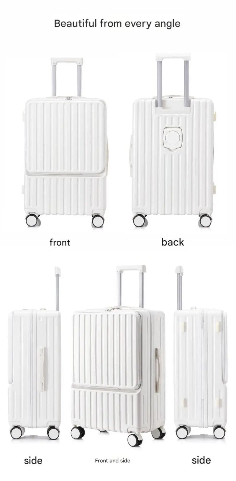 Luggage Large Capacity Trolley Case Universal Wheel Handheld Travel Suitcase Front Open Boarding Box Usb Charging Trolley Case