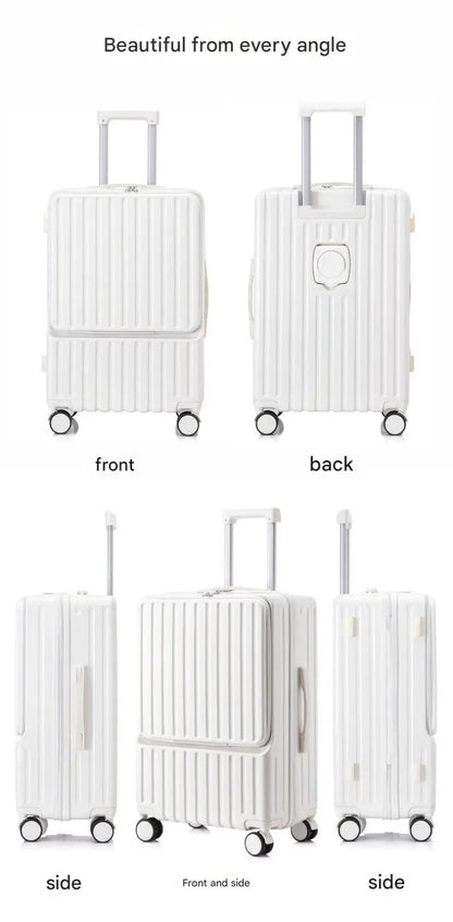 Luggage Large Capacity Trolley Case Universal Wheel Handheld Travel Suitcase Front Open Boarding Box Usb Charging Trolley Case