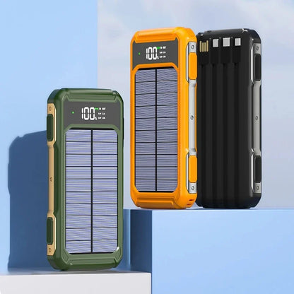 Xiaomi 200000mAh Large Capacity Solar Power Bank 4 in 1 Built in Cable Fastcharge Mobile Power Battery LED Light iPhone Samsung