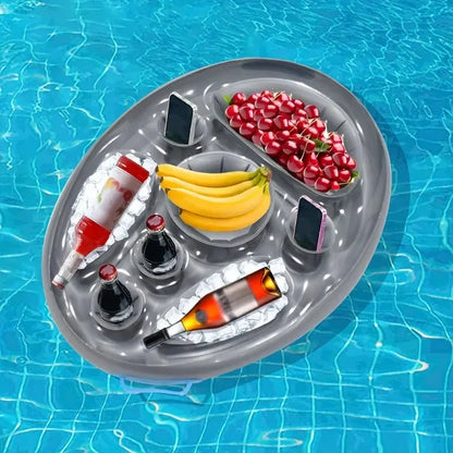 Inflatable Ice Bar Swimming Ring, Floating Drink Tray, with Multiple Cup Holders, Perfect for Pool Parties & Summer Gatherings
