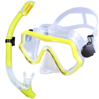 Scuba Diving Mask, Snorkel Set For Adults, Tempered Glass Professional Panoramic Snorkeling Gear, Swimming & Snorkeling Training Set