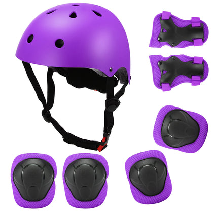 Kids 7 in 1, Helmet and Pads Set, Adjustable, Knee Pads Elbow Pads Wrist Guards for Scooter, Skateboard, Roller Skating, Cycling