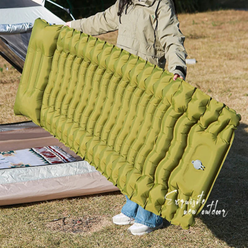 Outdoor camping air mattress Thickened ultra-light sleeping mattress Built-in pillows and pump air cushions for travel climbing