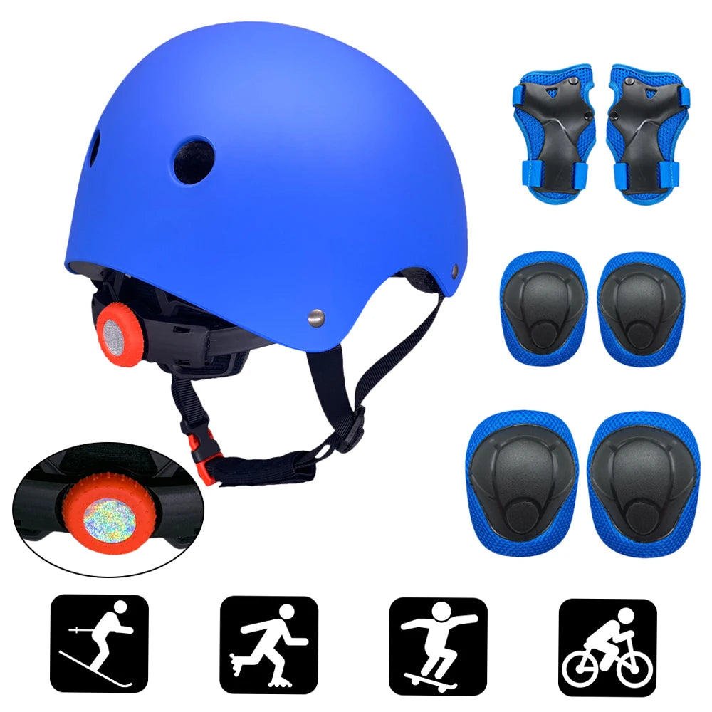 Kids 7 in 1, Helmet and Pads Set, Adjustable, Knee Pads Elbow Pads Wrist Guards for Scooter, Skateboard, Roller Skating, Cycling