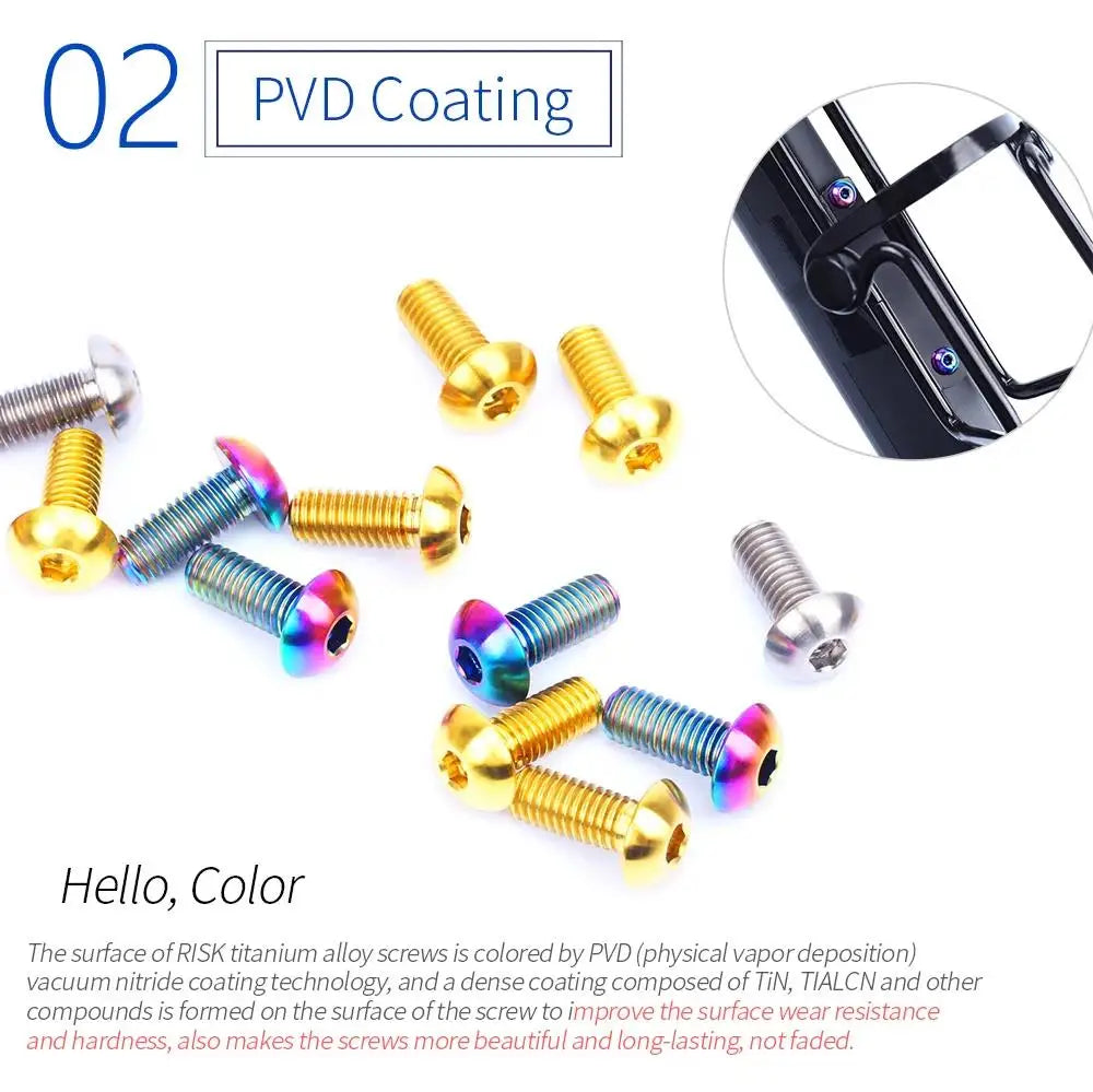 M5x12mm Titanium Alloy Bike Bottle Holder Screw Bicycle Water Bottle Cage Bolts Mountain Road Bike Accessories