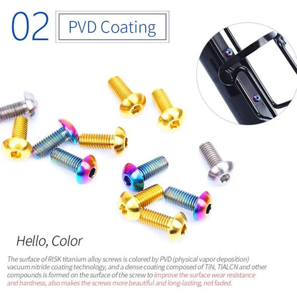 M5x12mm Titanium Alloy Bike Bottle Holder Screw Bicycle Water Bottle Cage Bolts Mountain Road Bike Accessories