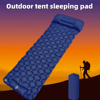 Outdoor inflatable mattress for camping, foot-activated moisture-proof sleeping pad, portable vehicle-mounted inflatable pad