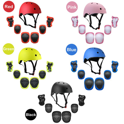 Kids 7 in 1, Helmet and Pads Set, Adjustable, Knee Pads Elbow Pads Wrist Guards for Scooter, Skateboard, Roller Skating, Cycling