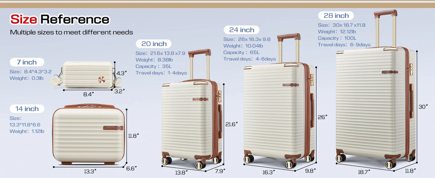 Joyway Expandable Luggage Sets 5 Piece, Lightweight Durable Hard Shell Travel Suitcase Set with TSA Lock, Spinner Wheels