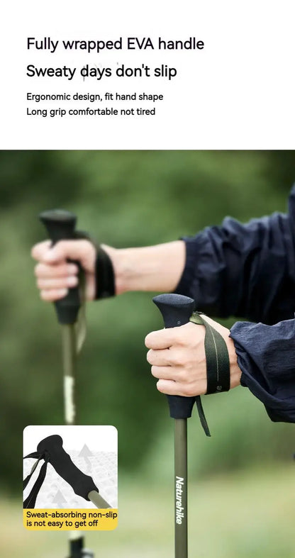 Naturehike 3-Section Trekking Pole 3K Carbon Fiber Ultralight Adjustable EVA Walking Stick Outdoor Hiking Telescopic Pole EXT1