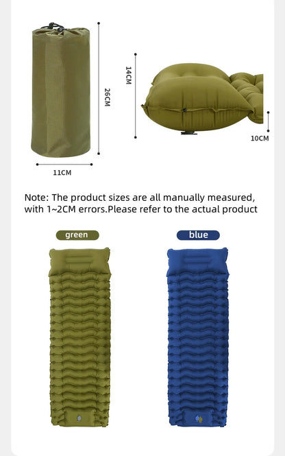 Outdoor camping air mattress Thickened ultra-light sleeping mattress Built-in pillows and pump air cushions for travel climbing