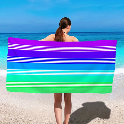 Fashionable Colorful Striped Beach Towel, Quick Drying Absorbent
