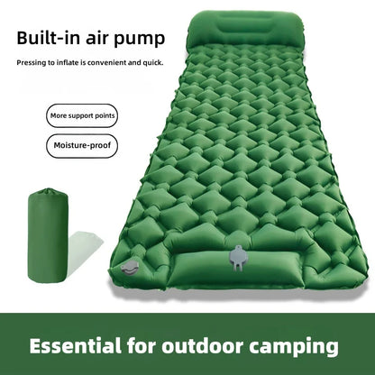Outdoor inflatable mattress for camping, foot-activated moisture-proof sleeping pad, portable vehicle-mounted inflatable pad