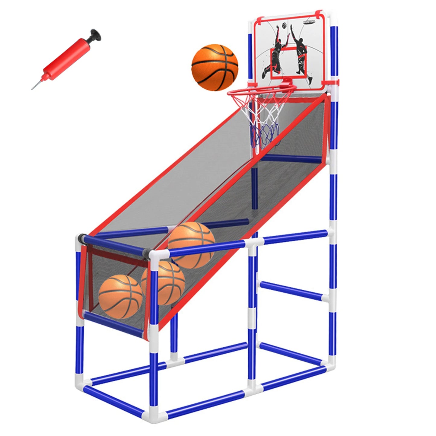 Kids Basketball Hoop, with 4 Balls, 140cm Height, Basketball Training Equipment