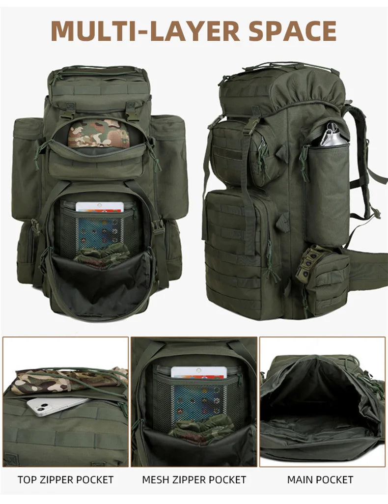 Large Climbing Backpack Camping Mountaineering Bag Men Travel Hiking Multifunction Tactical Shoulder Molle Luggage Backpacks