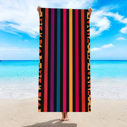 Fashionable Colorful Striped Beach Towel, Quick Drying Absorbent
