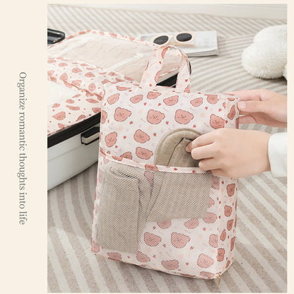 7PCS Travel Packing Cube Printed Cartoon Travel Storage Bag Clothes Shoes Toiletries Sorting Storage Bag for Luggage Suitcase