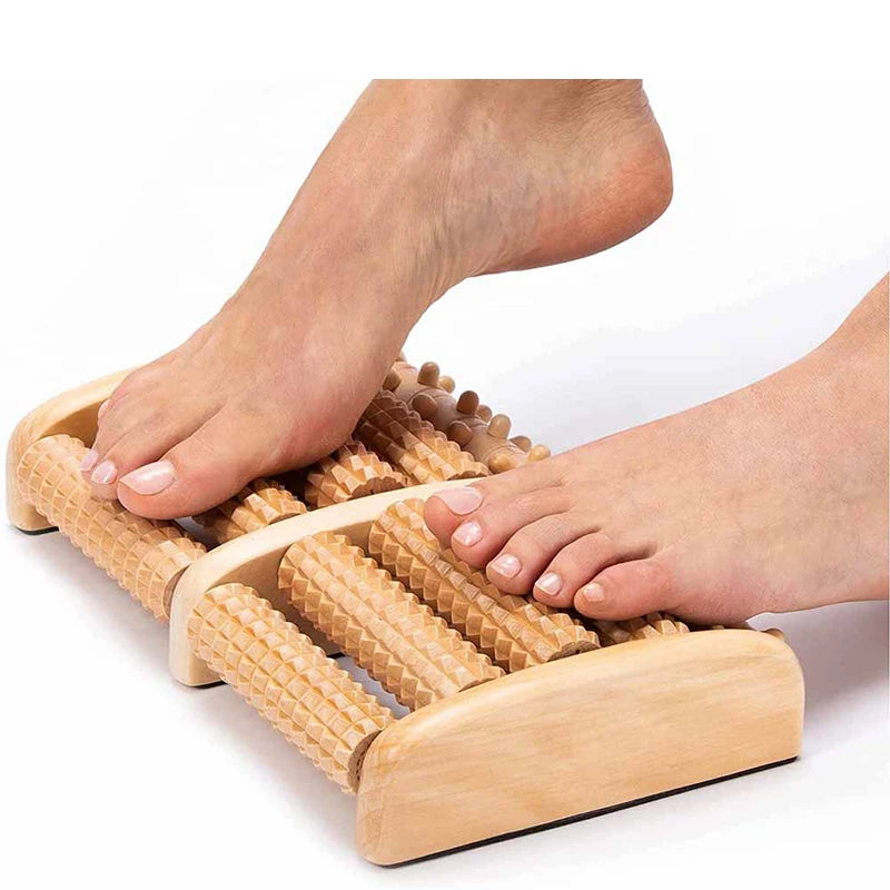 1PCS Wooden Foot Massager Roller - Reflexology Stress Relief, Fitness Health Care Pain Relief, Feet Massage Tool