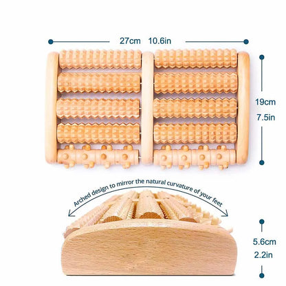 1PCS Wooden Foot Massager Roller - Reflexology Stress Relief, Fitness Health Care Pain Relief, Feet Massage Tool