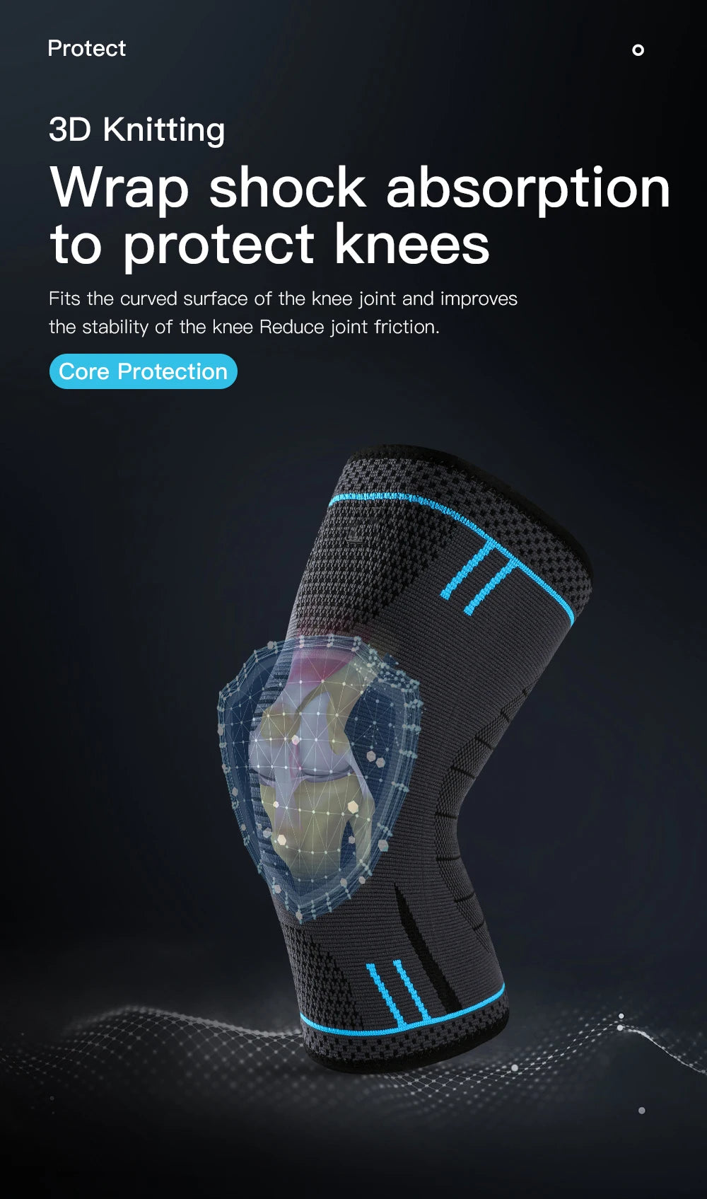 1 PCS Compression Knee Support,  Elastic Breathable Nylon Knee Pad Brace for Gym, Basketball, Volleyball, Running