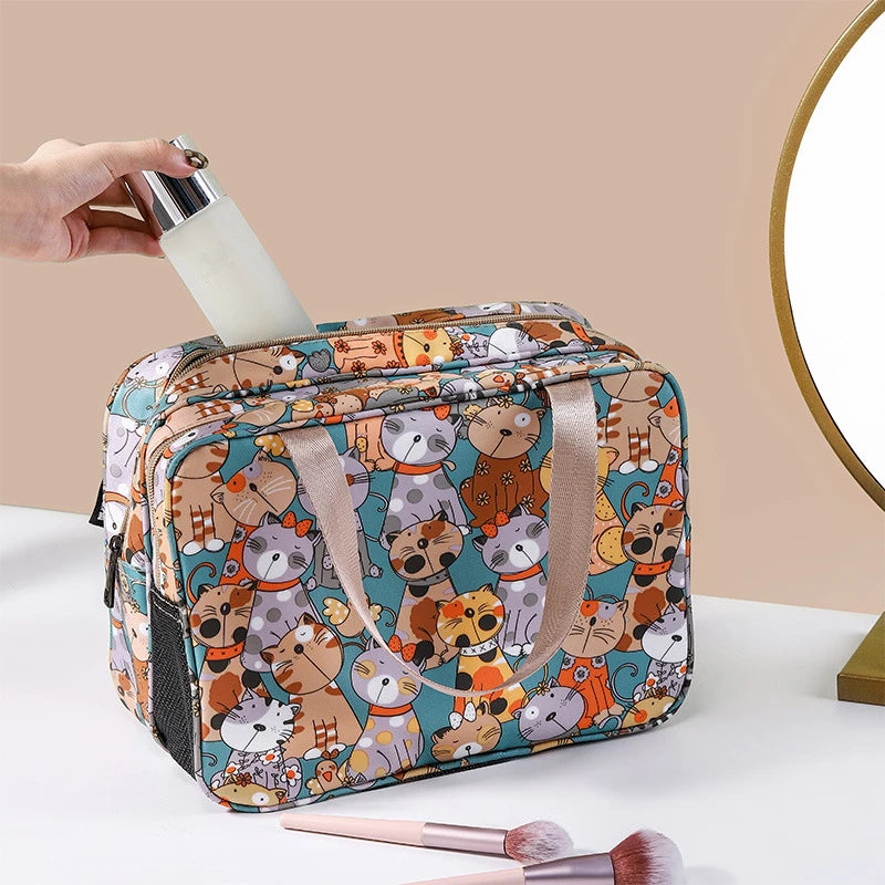 Wet-Dry Separation Cosmetic Bag Large Capacity Cartoon Makeup Case Portable Toiletry Kit Storage Bath Bag Travel Essentials