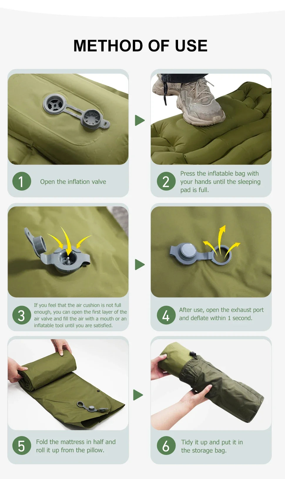 Outdoor camping air mattress Thickened ultra-light sleeping mattress Built-in pillows and pump air cushions for travel climbing