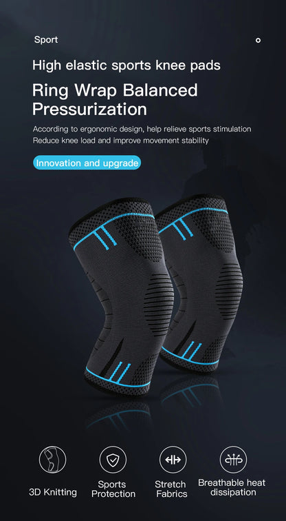 1 PCS Compression Knee Support,  Elastic Breathable Nylon Knee Pad Brace for Gym, Basketball, Volleyball, Running
