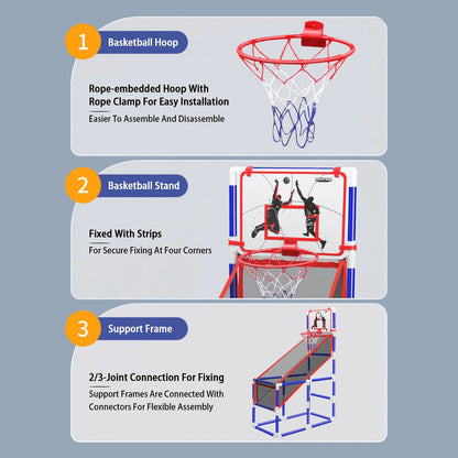 Kids Basketball Hoop, with 4 Balls, 140cm Height, Basketball Training Equipment