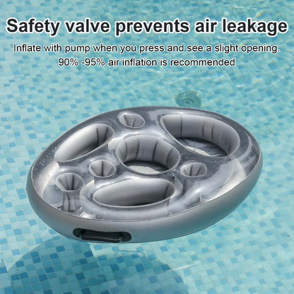 Inflatable Ice Bar Swimming Ring, Floating Drink Tray, with Multiple Cup Holders, Perfect for Pool Parties & Summer Gatherings